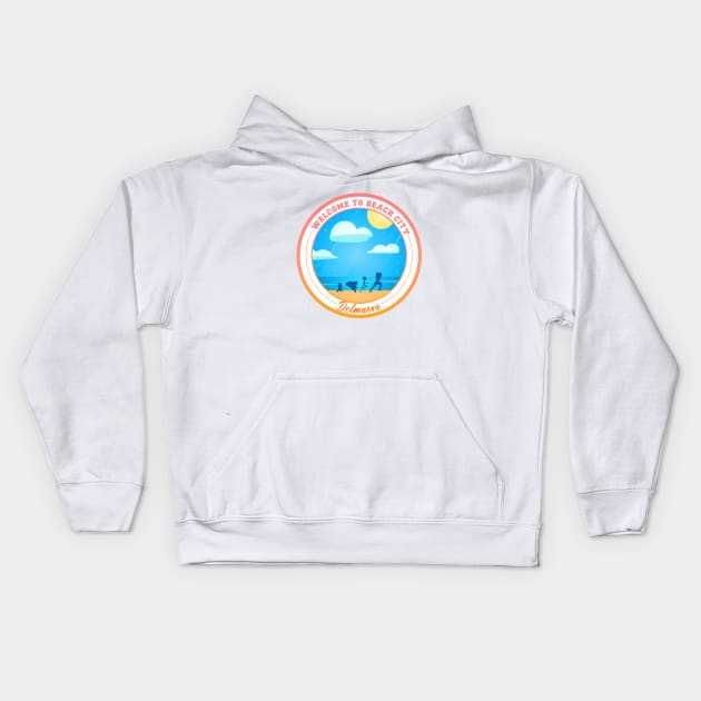 Welcome To Beach City Kids Hoodie by Anrego